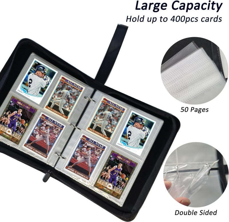 NUOSWEK Card Binder 4 Pocket, 3-Ring 400 Pockets Zipper Card Holder Album with Removable 50 Sleeves, Card Folder Book for Trading Cards, MTG, TCG, Yugioh Cards, Sports Cards (Purple) - Image 4